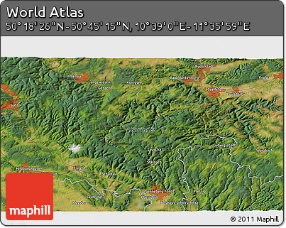 Satellite 3D Map of the Area around 50° 31' 50" N, 11° 7' 30" E