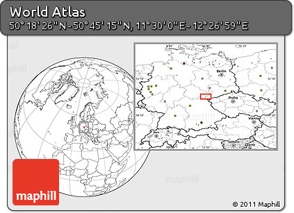 Blank Location Map of the Area around 50° 31' 50" N, 11° 58' 29" E