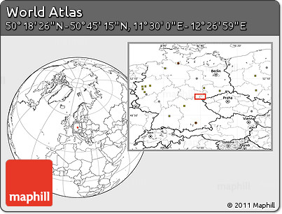 Blank Location Map of the Area around 50° 31' 50" N, 11° 58' 29" E