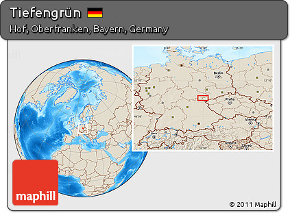 Shaded Relief Location Map of Tiefengrün