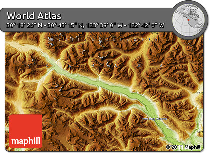 Physical Map of the Area around 50° 31' 50" N, 123° 10' 30" W