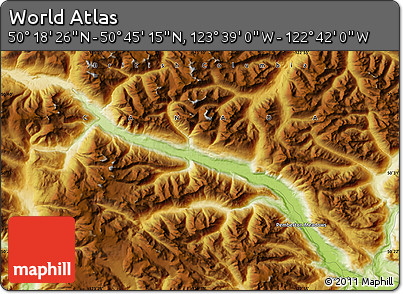 Physical Map of the Area around 50° 31' 50" N, 123° 10' 30" W