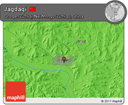 Political 3D Map of Jagdaqi