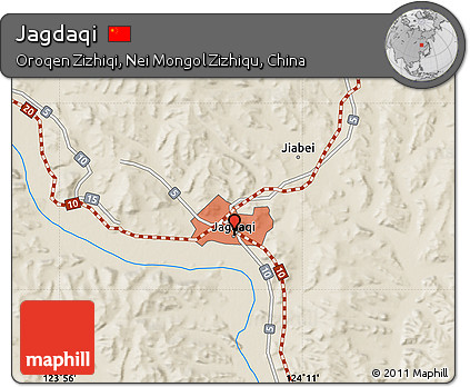 Shaded Relief Map of Jagdaqi