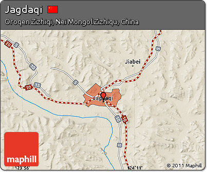 Shaded Relief Map of Jagdaqi