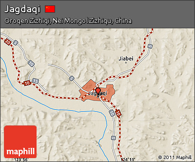 Shaded Relief Map of Jagdaqi