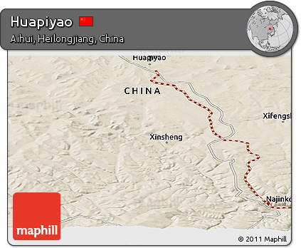 Shaded Relief Panoramic Map of Huapiyao