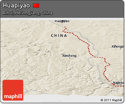 Shaded Relief Panoramic Map of Huapiyao