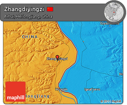 Political 3D Map of Zhangdiyingzi