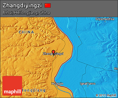 Political 3D Map of Zhangdiyingzi