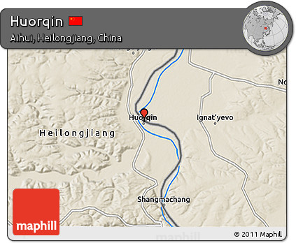 Shaded Relief 3D Map of Huorqin