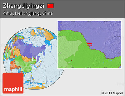 Political Location Map of Zhangdiyingzi