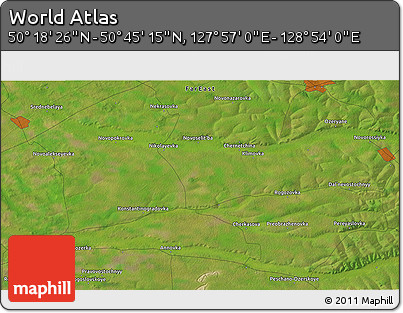 Satellite 3D Map of the Area around 50° 31' 50" N, 128° 25' 30" E