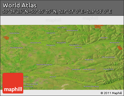 Satellite 3D Map of the Area around 50° 31' 50" N, 128° 25' 30" E