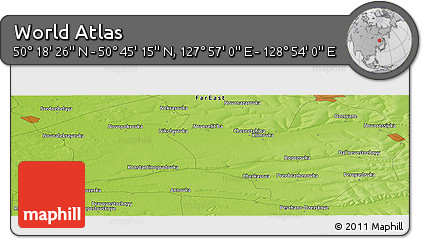 Physical Panoramic Map of the Area around 50° 31' 50" N, 128° 25' 30" E