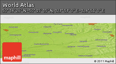 Physical Panoramic Map of the Area around 50° 31' 50" N, 128° 25' 30" E
