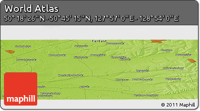 Physical Panoramic Map of the Area around 50° 31' 50" N, 128° 25' 30" E