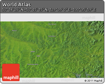 Satellite 3D Map of the Area around 50° 31' 50" N, 130° 7' 30" E