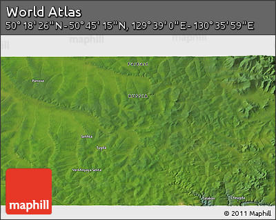 Satellite 3D Map of the Area around 50° 31' 50" N, 130° 7' 30" E