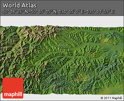 Satellite 3D Map of the Area around 50° 31' 50" N, 135° 13' 29" E