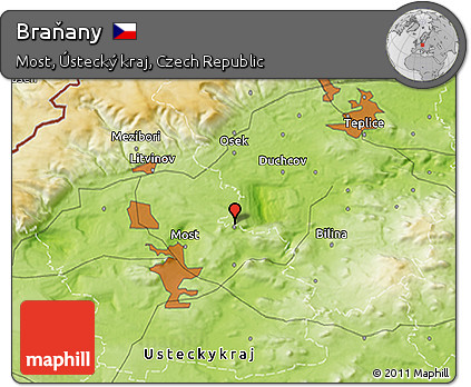 Physical 3D Map of Braňany