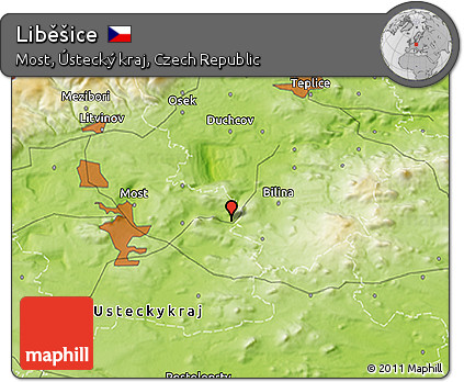 Physical 3D Map of Liběšice
