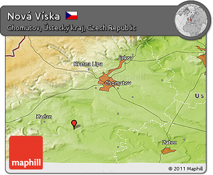 Physical 3D Map of Nová Víska