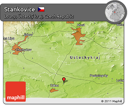 Physical 3D Map of Staňkovice
