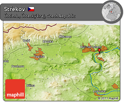 Physical 3D Map of Střekov