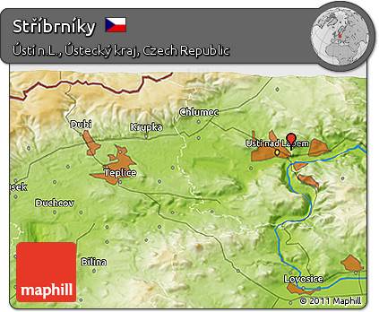 Physical 3D Map of Stříbrníky