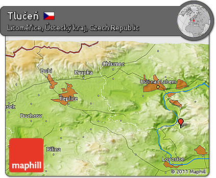 Physical 3D Map of Tlučeň