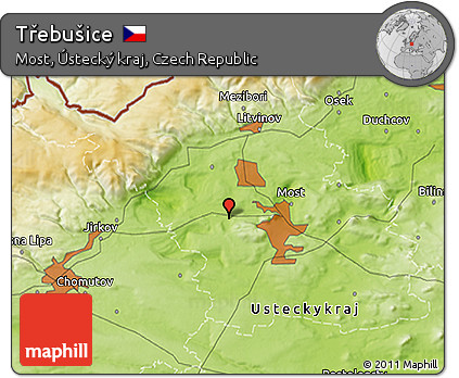 Physical 3D Map of Třebušice