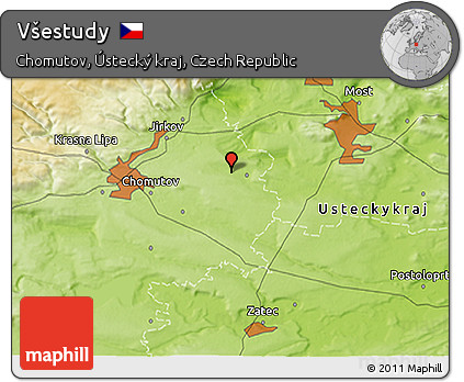 Physical 3D Map of Všestudy