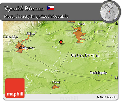Physical 3D Map of Vysoké Březno