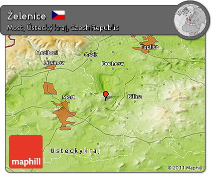 Physical 3D Map of Želenice