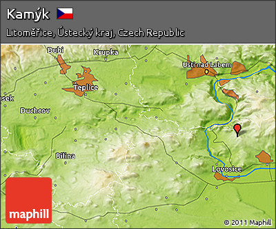 Physical 3D Map of Kamýk