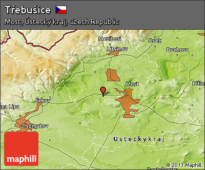 Physical 3D Map of Třebušice