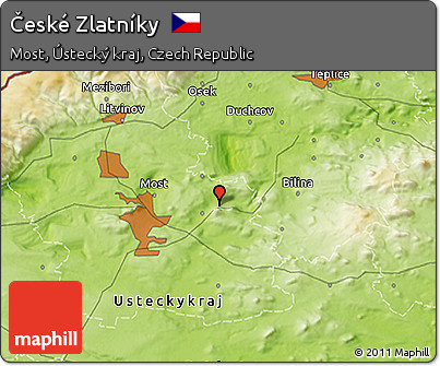 Physical 3D Map of České Zlatníky