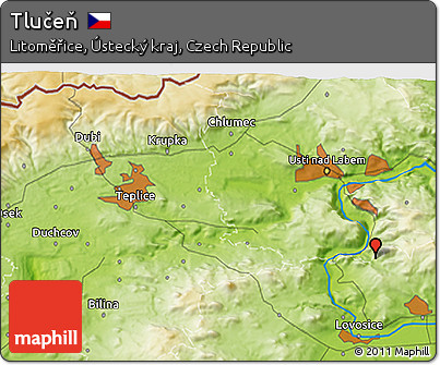 Physical 3D Map of Tlučeň