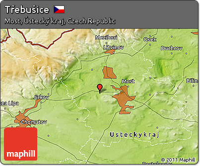 Physical 3D Map of Třebušice