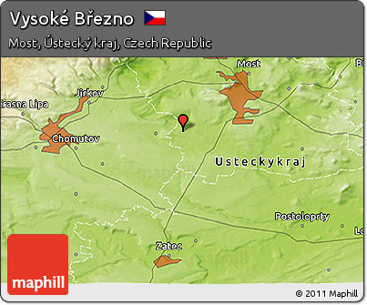 Physical 3D Map of Vysoké Březno