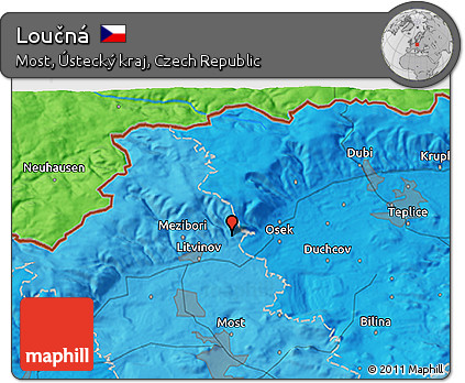Political 3D Map of Loučná