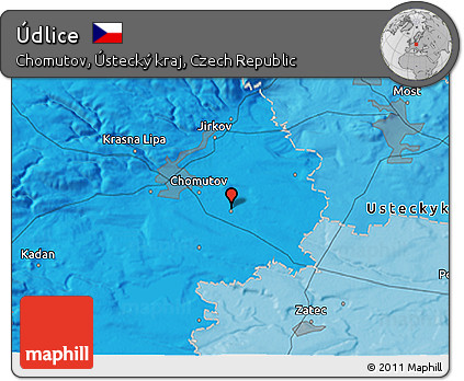 Political 3D Map of Údlice