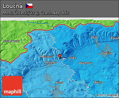 Political 3D Map of Loučná