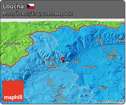 Political 3D Map of Loučná