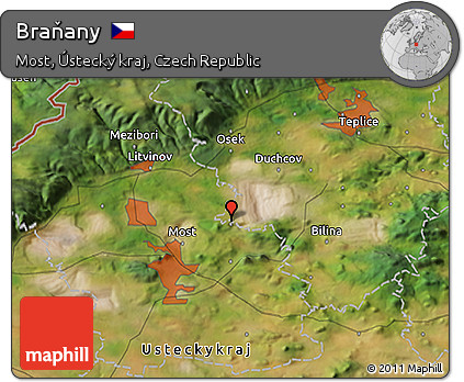 Satellite 3D Map of Braňany