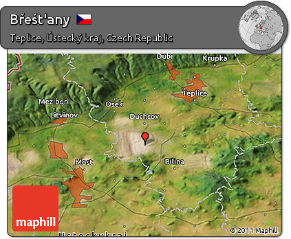 Satellite 3D Map of Břešt'any