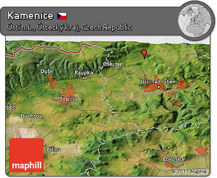 Satellite 3D Map of Kamenice