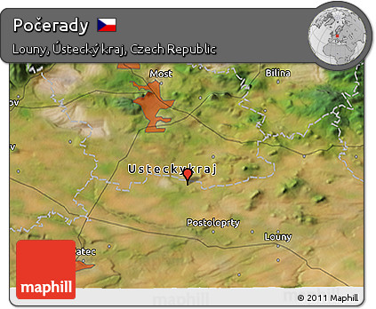 Satellite 3D Map of Počerady