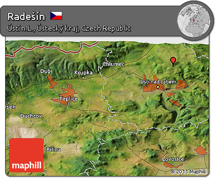 Satellite 3D Map of Radešín